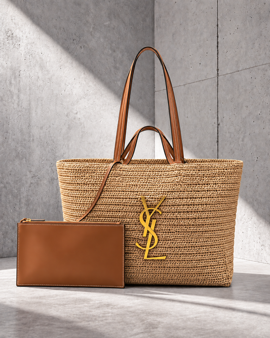 Ysaint Laurent Icare Shopper Tote Rafia