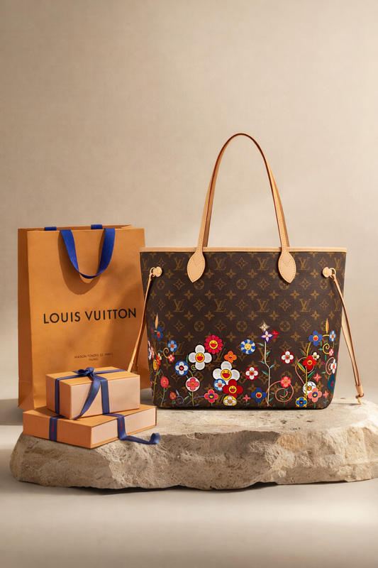 Louis Vuitton Neverfull Monogram flowers Takashi Murakami