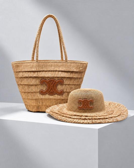 Celine Triomphe Set Rafia Flecos