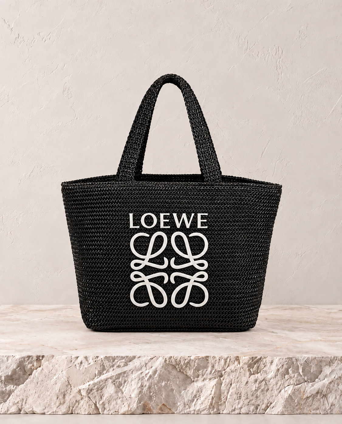 Loewe Anagram Raffia Tote Negro