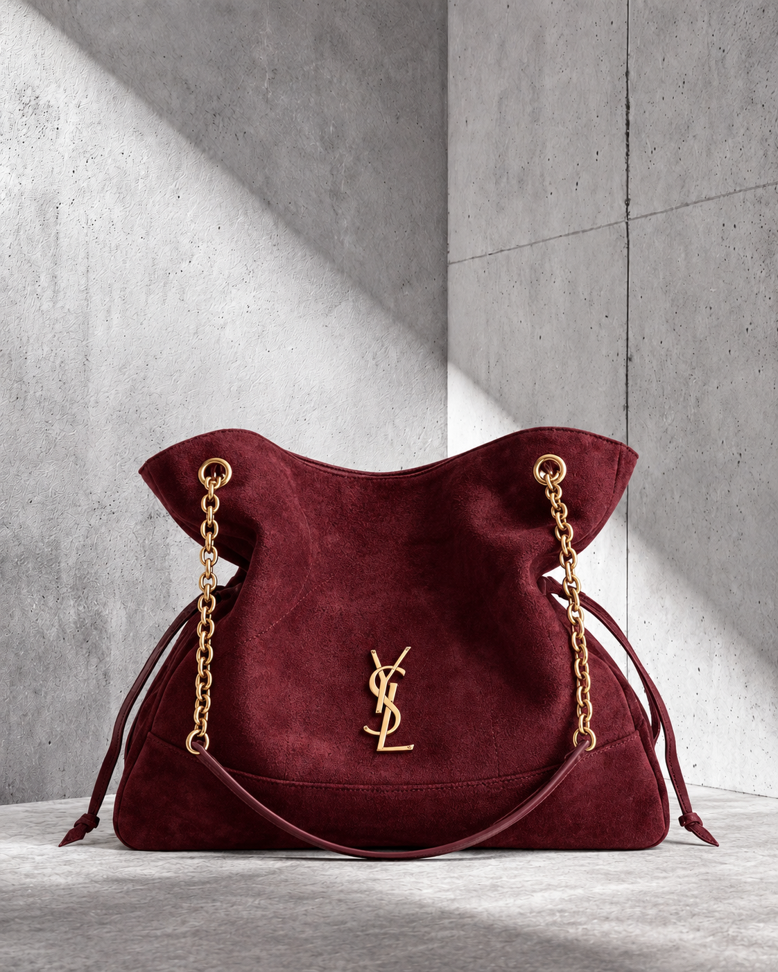Ysaint Laurent Jamie Shopping Gamuza Bordó