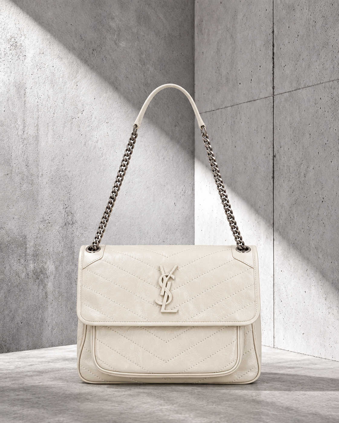 Ysaint Laurent Niki Medium Vintage Blanco