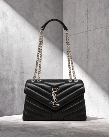 Ysaint Laurent Loulou Medium Negra Plateado