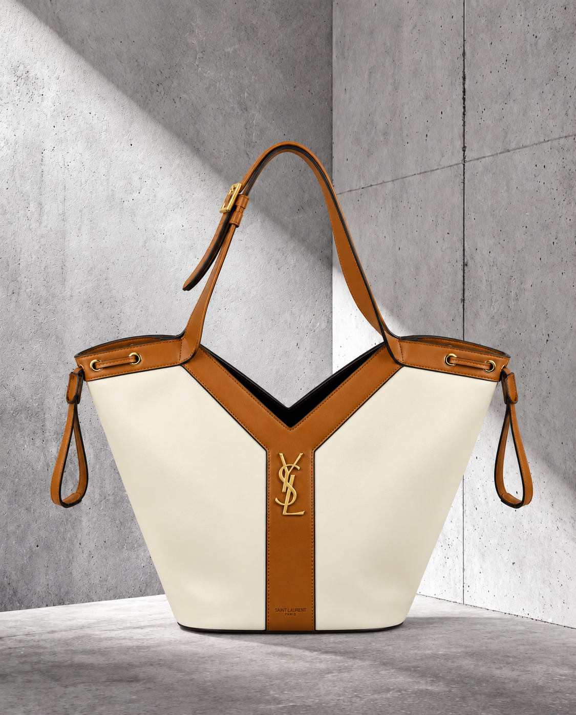 Ysaint Laurent Tote Canvas Beige