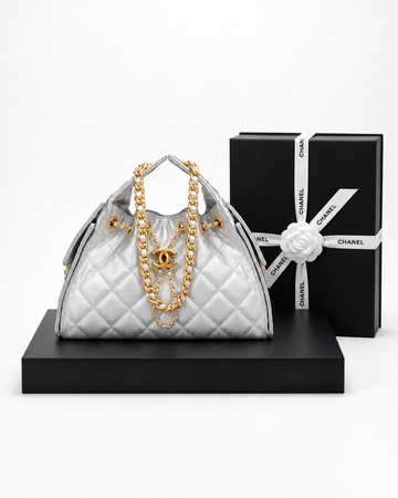 Chanel 25 Medium Plateado