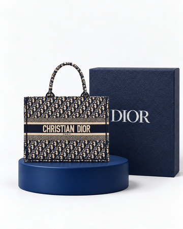 Christian Dior Tote Azul Marino Bordado