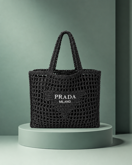Prada Crochet Negro Tejido