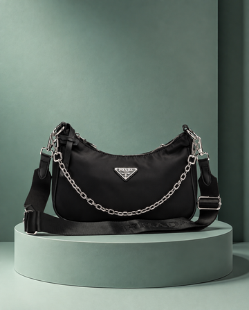 Prada Reedition Pochette Negro Plateado