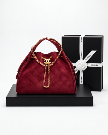 Chanel 25 Medium Gamuza Bordó
