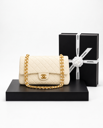 Chanel Flap Blanco Dorado