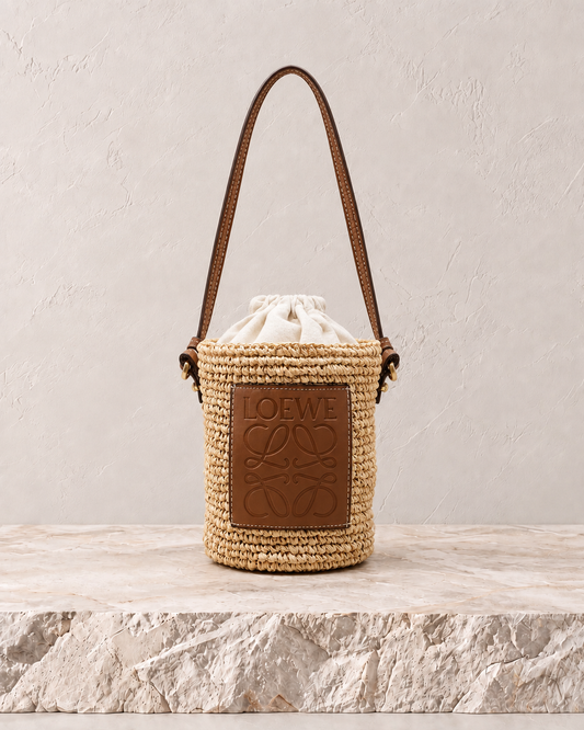 Loewe Paula’s Ibiza Anagram Bucket Rafia