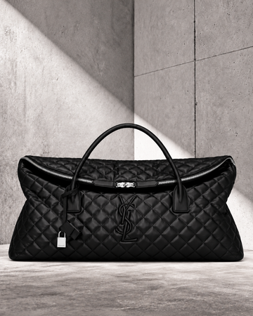 Ysaint Laurent Duffle Matelassé Negro Plateado