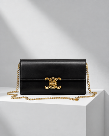Celine Triomphe Negro Dorado