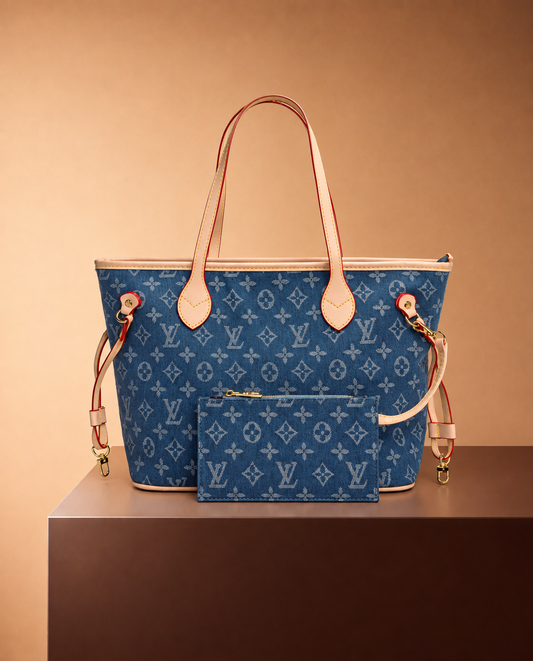 Louis Vuitton Neverfull MM Azul Marino Denim Monograma