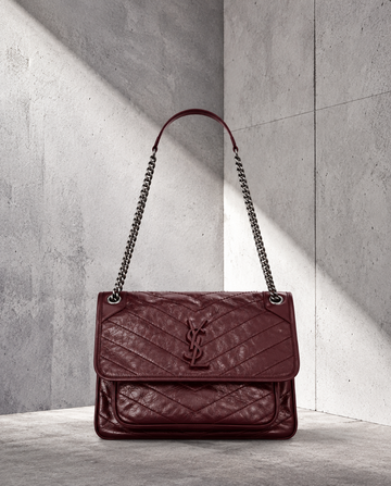 Ysaint Laurent Niki Medium Vintage Rouge Cabernet