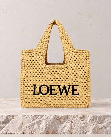 Loewe Font Tote Medium Rafia Natural