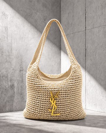 Ysaint Laurent Icare Hobo Rafia Crema