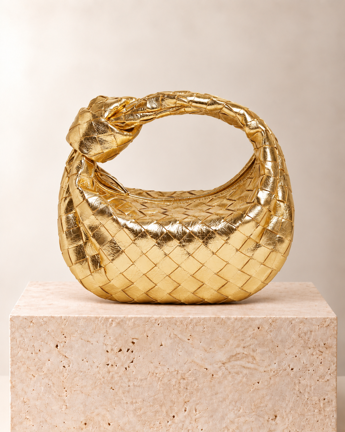 Bottega Veneta Mini Jodie Intrecciato Dorado