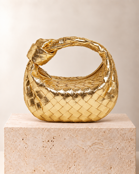 Bottega Veneta Mini Jodie Intrecciato Dorado
