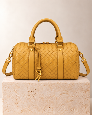 Bottega Veneta Intrecciato Boston Mostaza