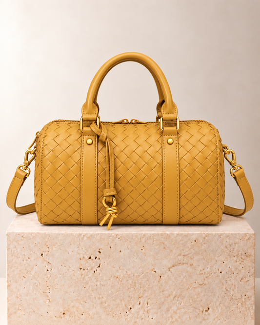 Bottega Veneta Intrecciato Boston Mostaza