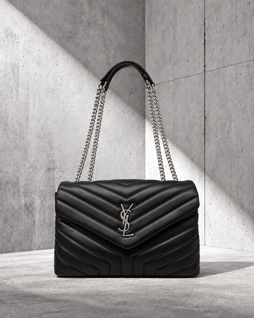 Ysaint Laurent Loulou Large Matelassé Negra Plateado