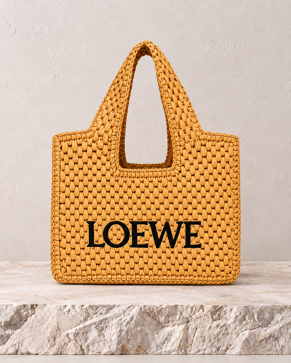 Loewe Font Tote Medium Rafia Honey Gold
