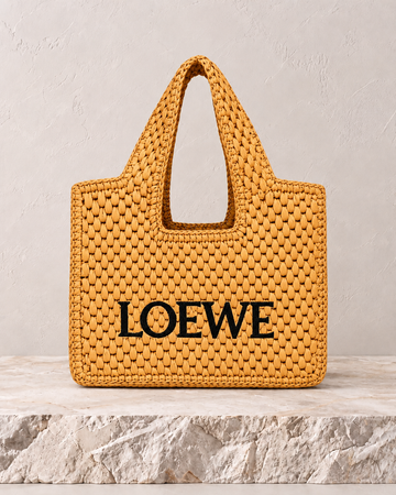 Loewe Font Tote Medium Rafia Honey Gold