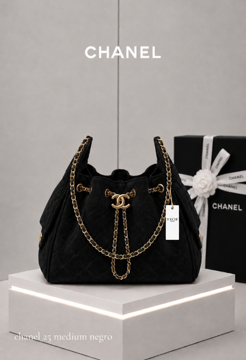 Chanel 25 Gamuza Negro