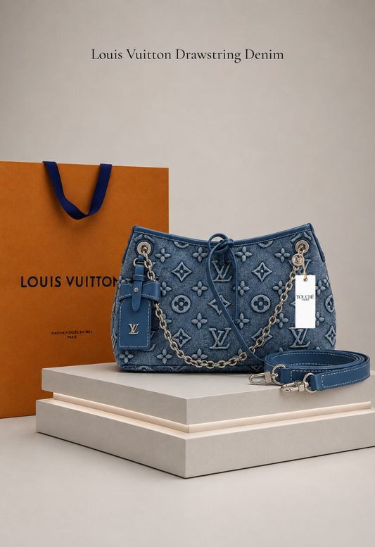 Louis Vuitton Drawstring Azul Denim Monograma