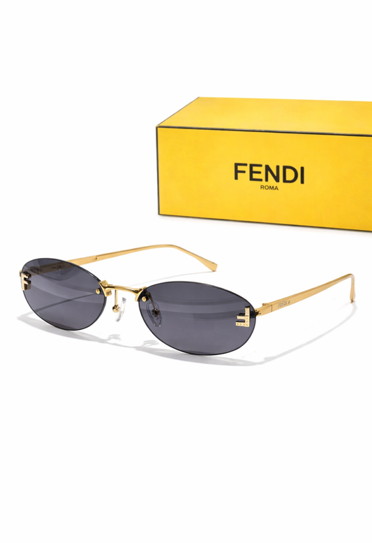 Fendi Oval Grey Gold