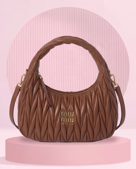 Miu Miu Wander Hobo Camel Matelassé