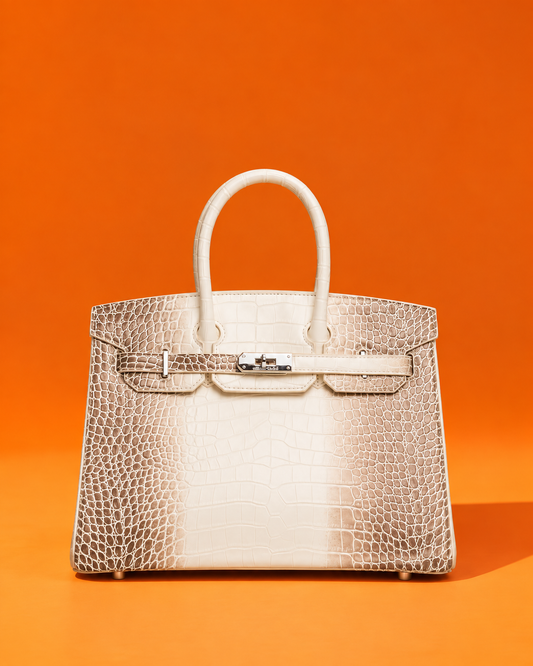Hermès Birkin Blanco y Gris Cocodrilo