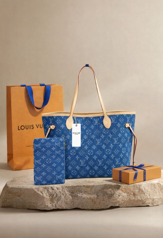 Louis Vuitton Neverfull MM Monogram Denim Tote