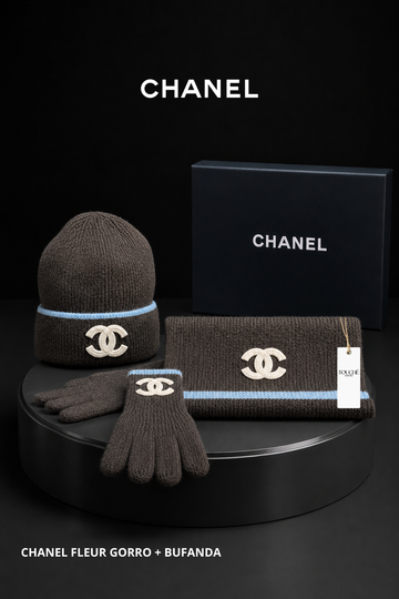 Chanel Fleur Gorro + Bufanda + Guantes