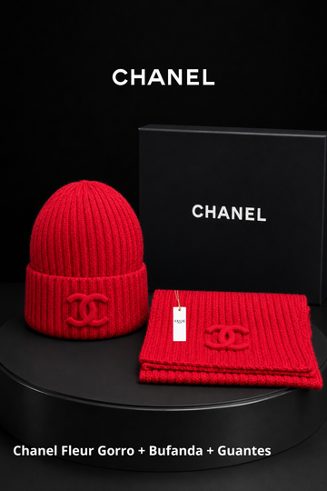 Chanel Fleur Gorro + Bufanda