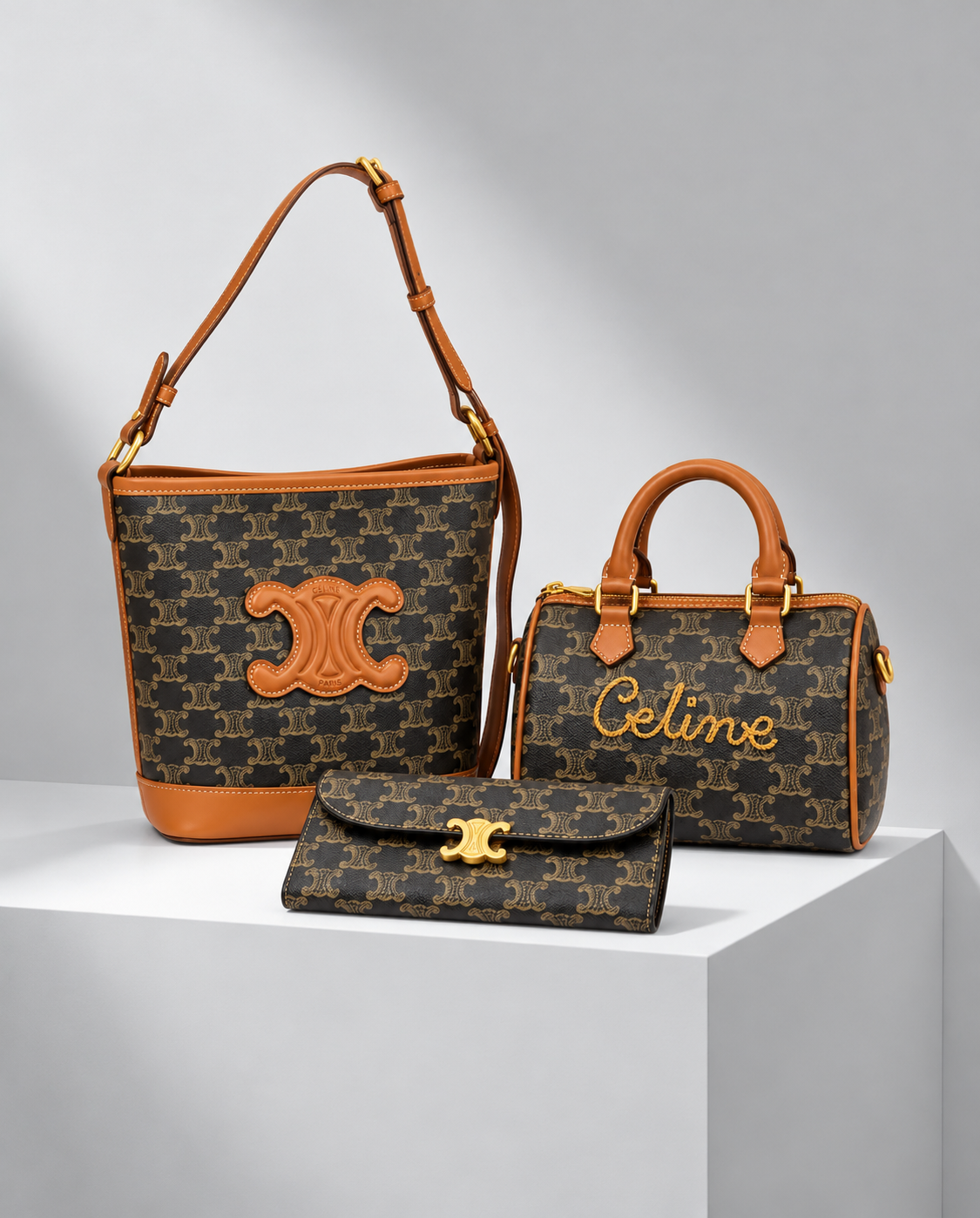 Celine Triomphe Canvas Bucket Set