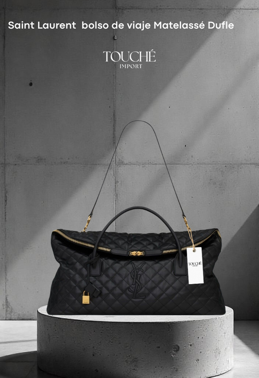 Ysaint Laurent Duffle Matelassé Negro Dorado
